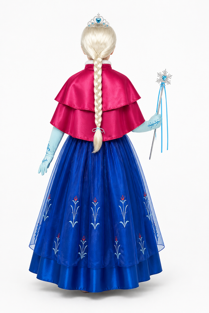 Children’s Carnival Costume with Dress, Crown, and Cape back view