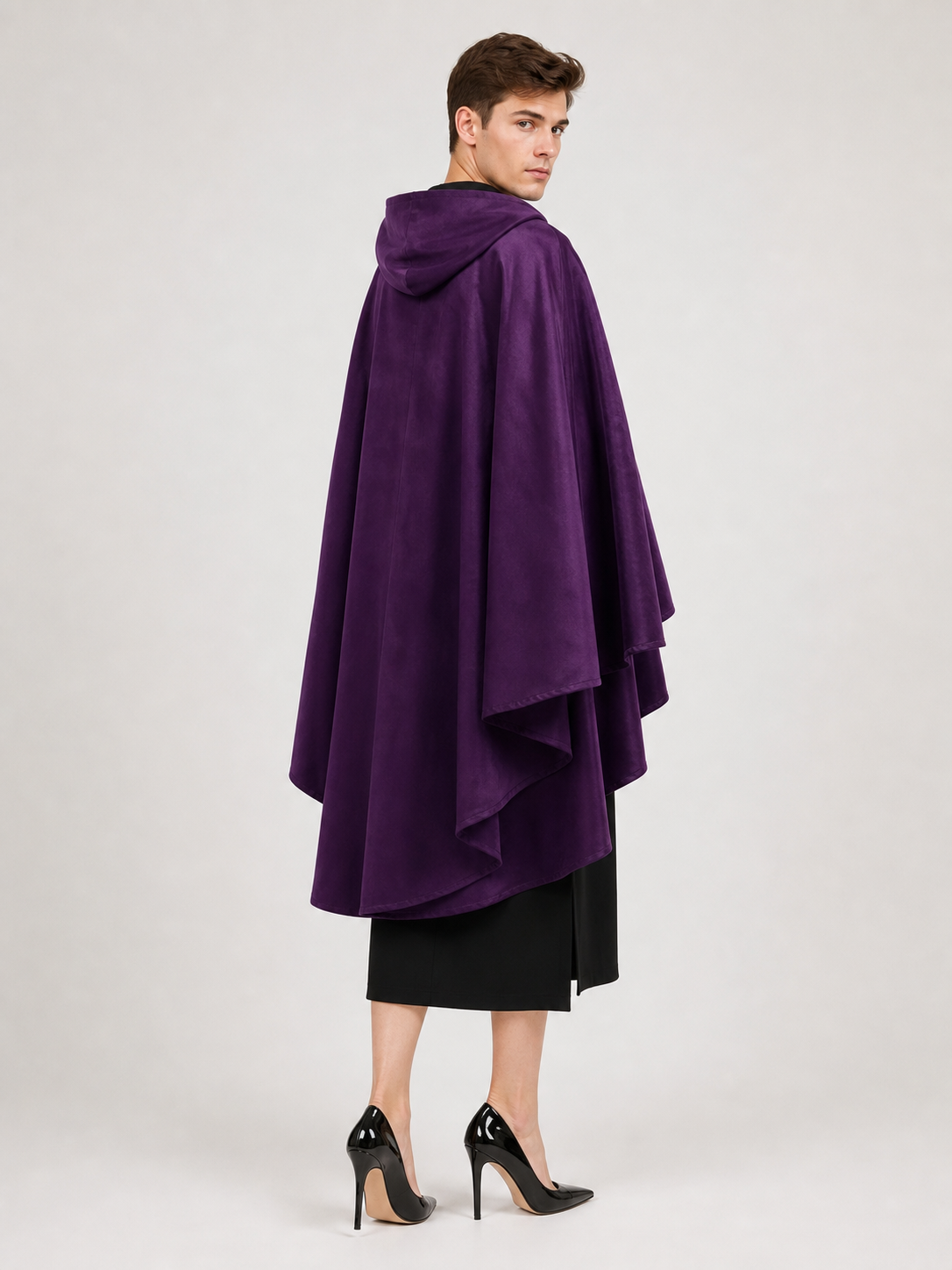 Purple Hooded Medieval Costume Cloak