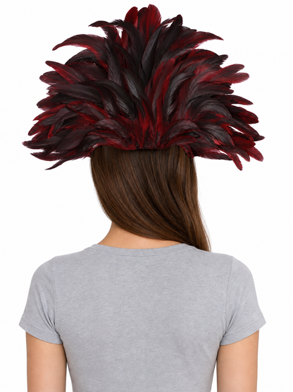 Carnival headpiece with feathers and mask