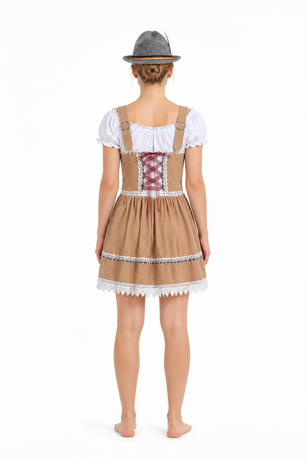 Bavarian Costume: Corset Dress with Hat back view