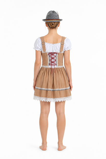 Bavarian Costume: Corset Dress with Hat back view