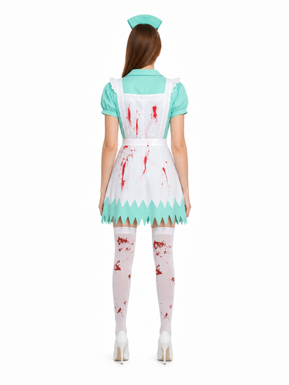 Medical Costume with Blood and Cross for Halloween back view
