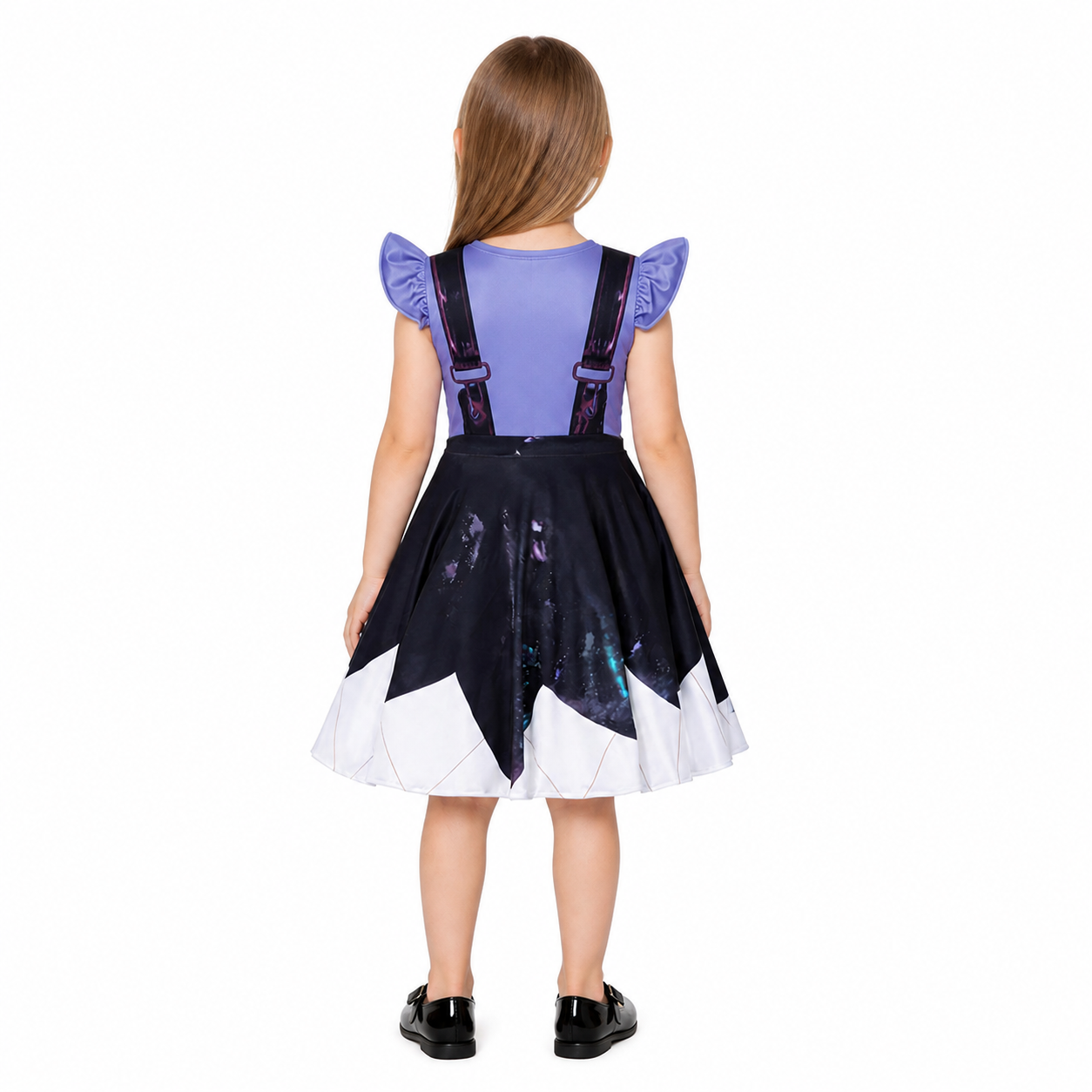 Poppy Playtime Lily Dress: Purple Sleeves and Stars back view