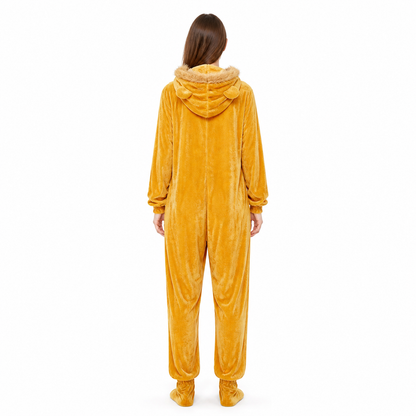 Lion Hooded Jumpsuit with Long Sleeves back view
