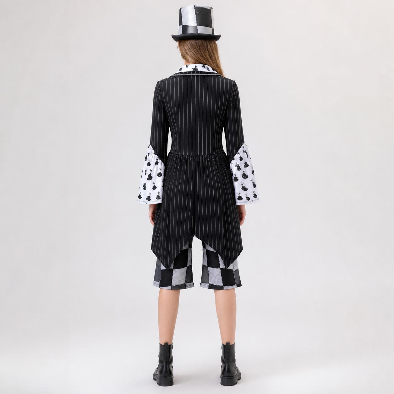 Carnival Costume with Tailcoat and Checkerboard Print back view