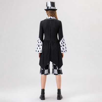 Carnival Costume with Tailcoat and Checkerboard Print back view