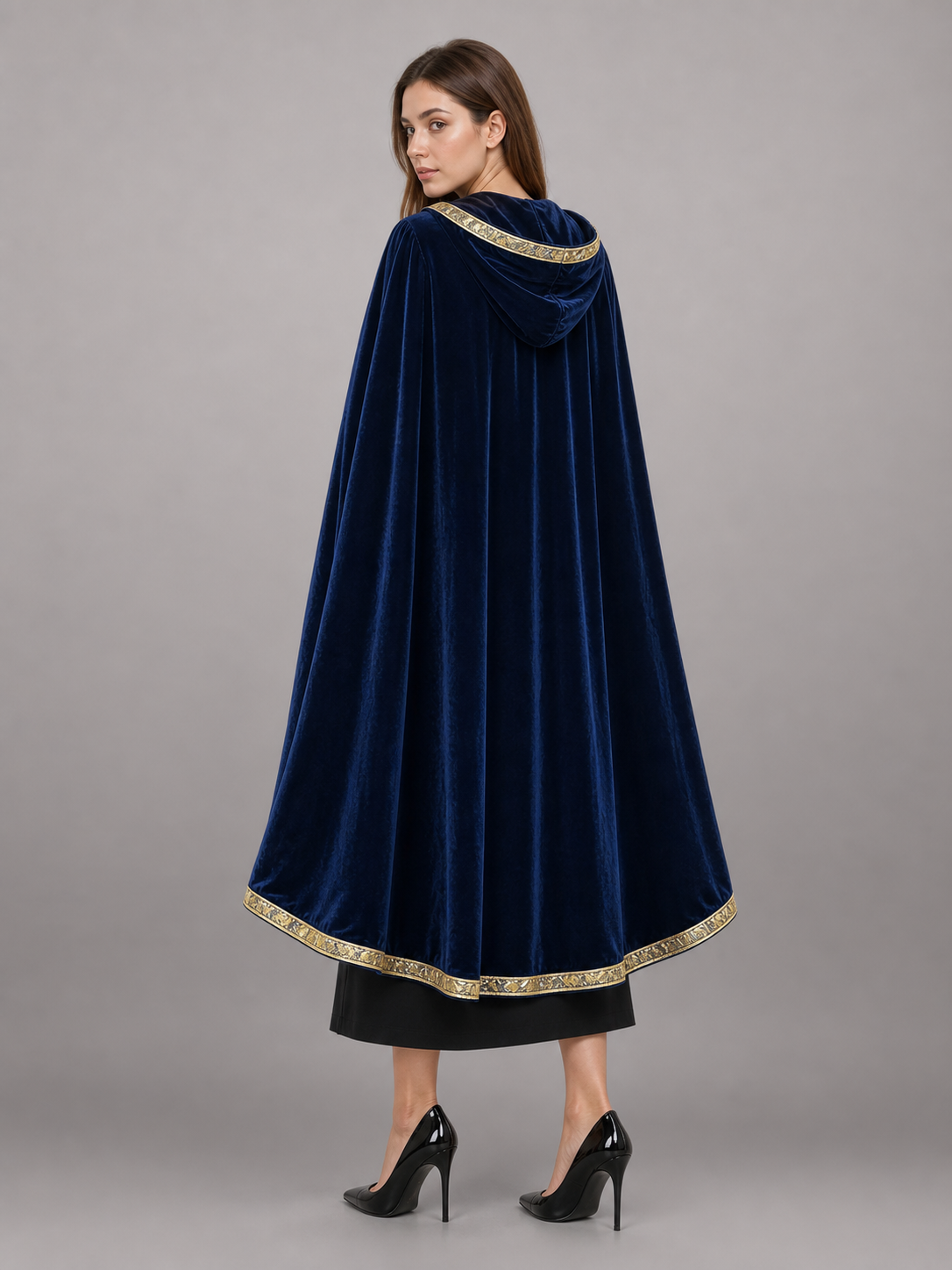 Dark Blue Hooded Carnival Cloak