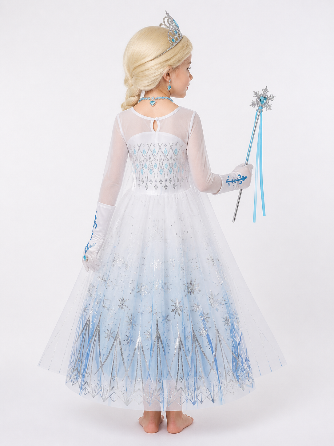 White and Blue Princess Costume for Halloween back view