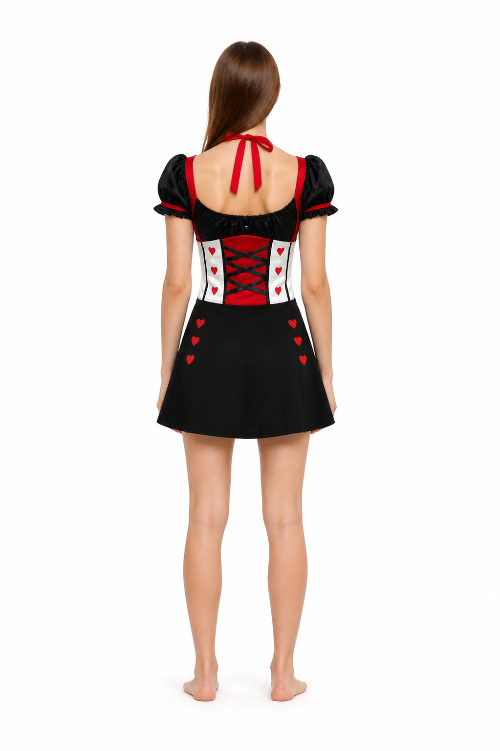 Hearts Card Suit Carnival Costume with Crown and Gloves