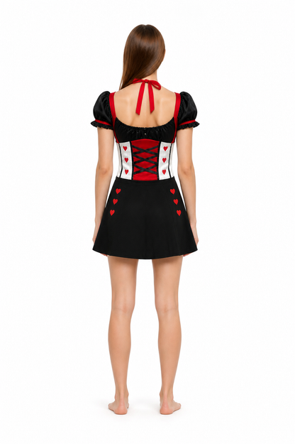 Hearts Card Suit Carnival Costume with Crown and Gloves