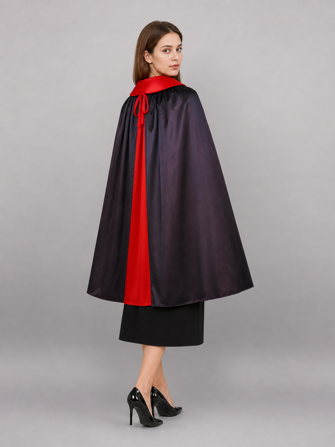 Black and Red Costume Cape with Hat and Mask