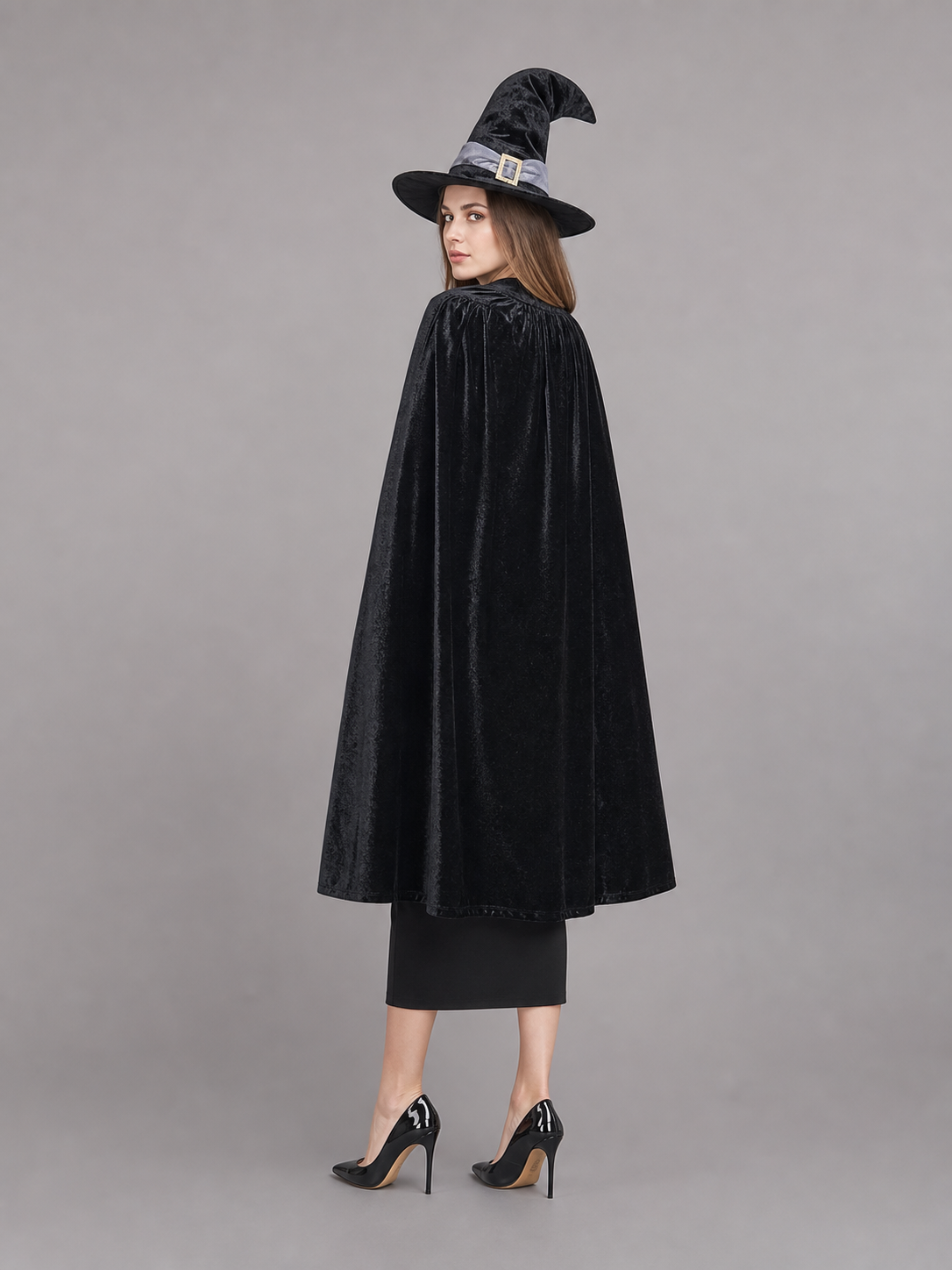 Witch Costume: Dress, Belt, and Pointed Hat