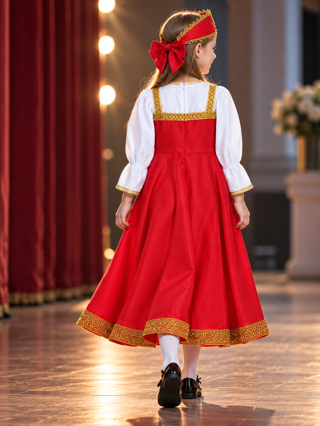 gold children_stage_costume_red_dress_headwear product image 4