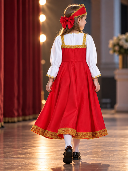 gold children_stage_costume_red_dress_headwear product image 4