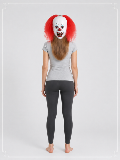 White Scary Clown Carnival Mask for Halloween back view
