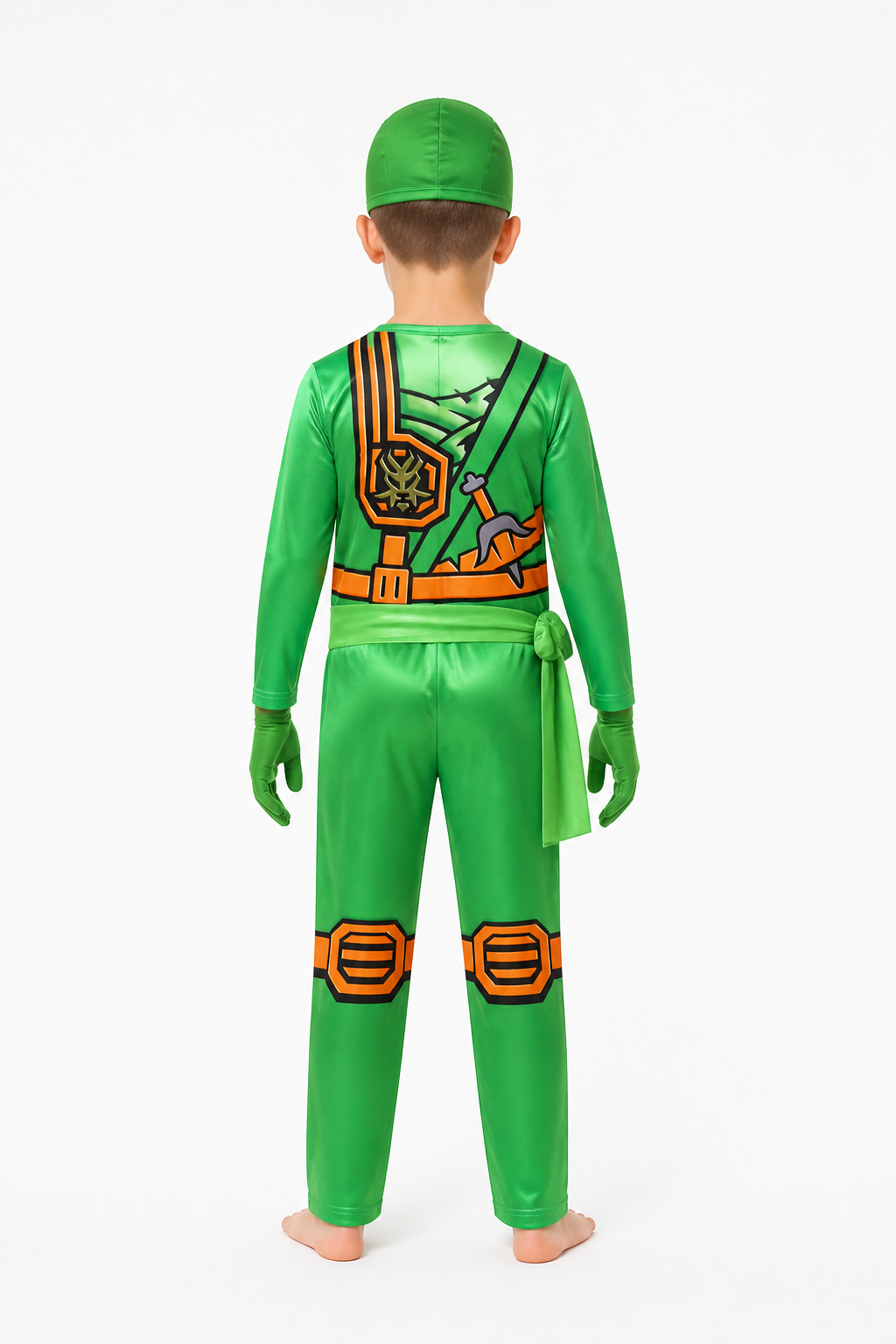 Ninja Costume Jumpsuit with Mask and Gloves back view