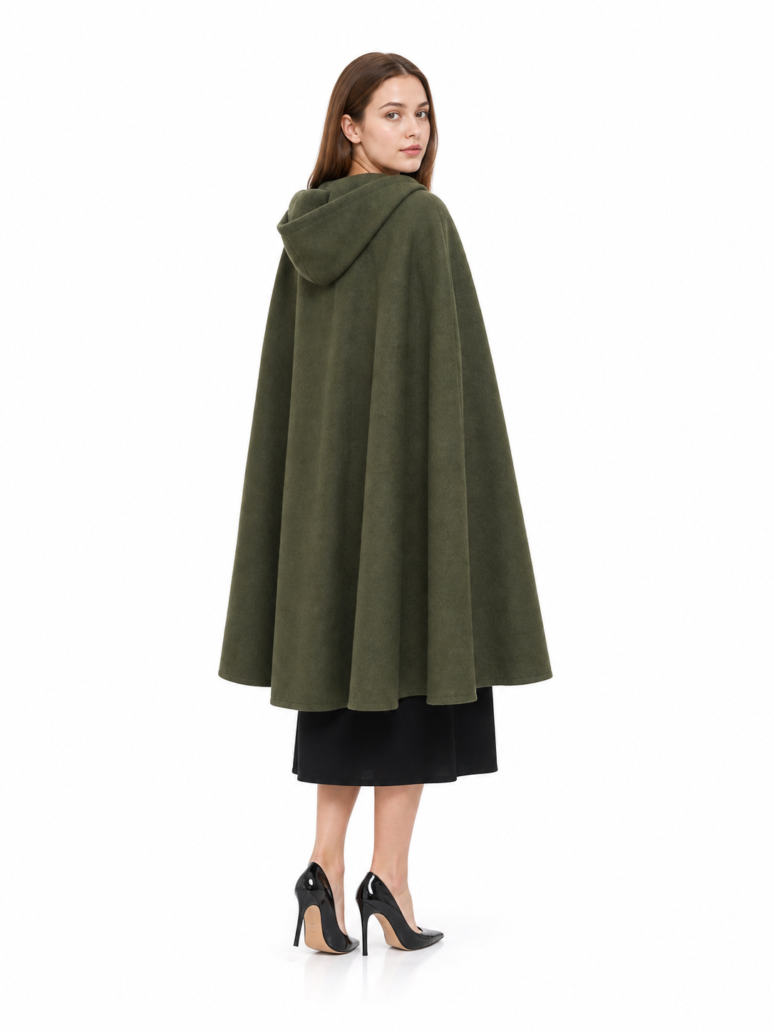 Olive Green Hooded Carnival Cloak