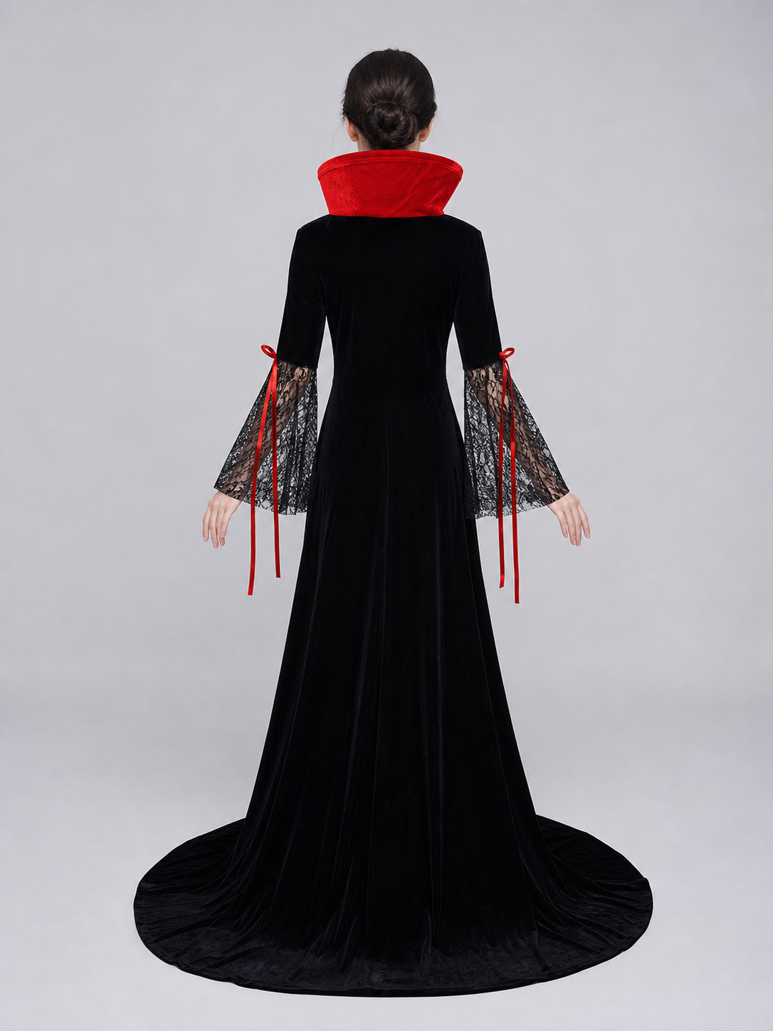 Gothic Cosplay Dress Costume with Choker back view 2
