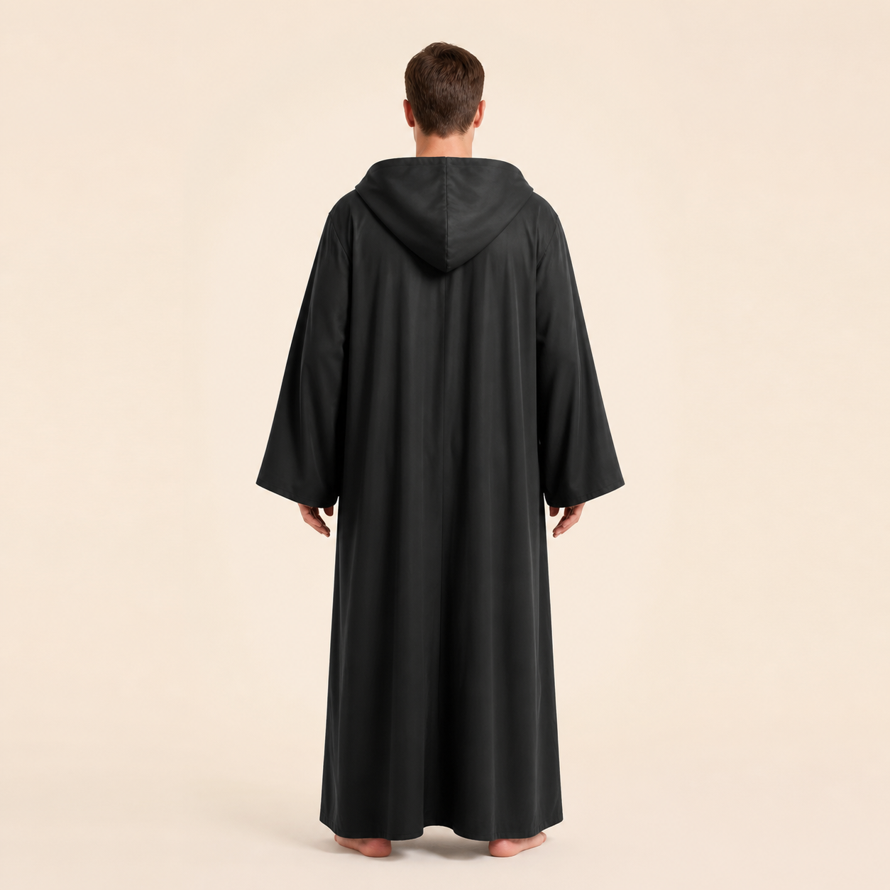 Black Hooded Cloak, Priest Robe, for Halloween back view
