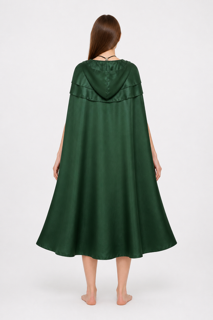 Hooded Cape with Double Closure and Pendant back view