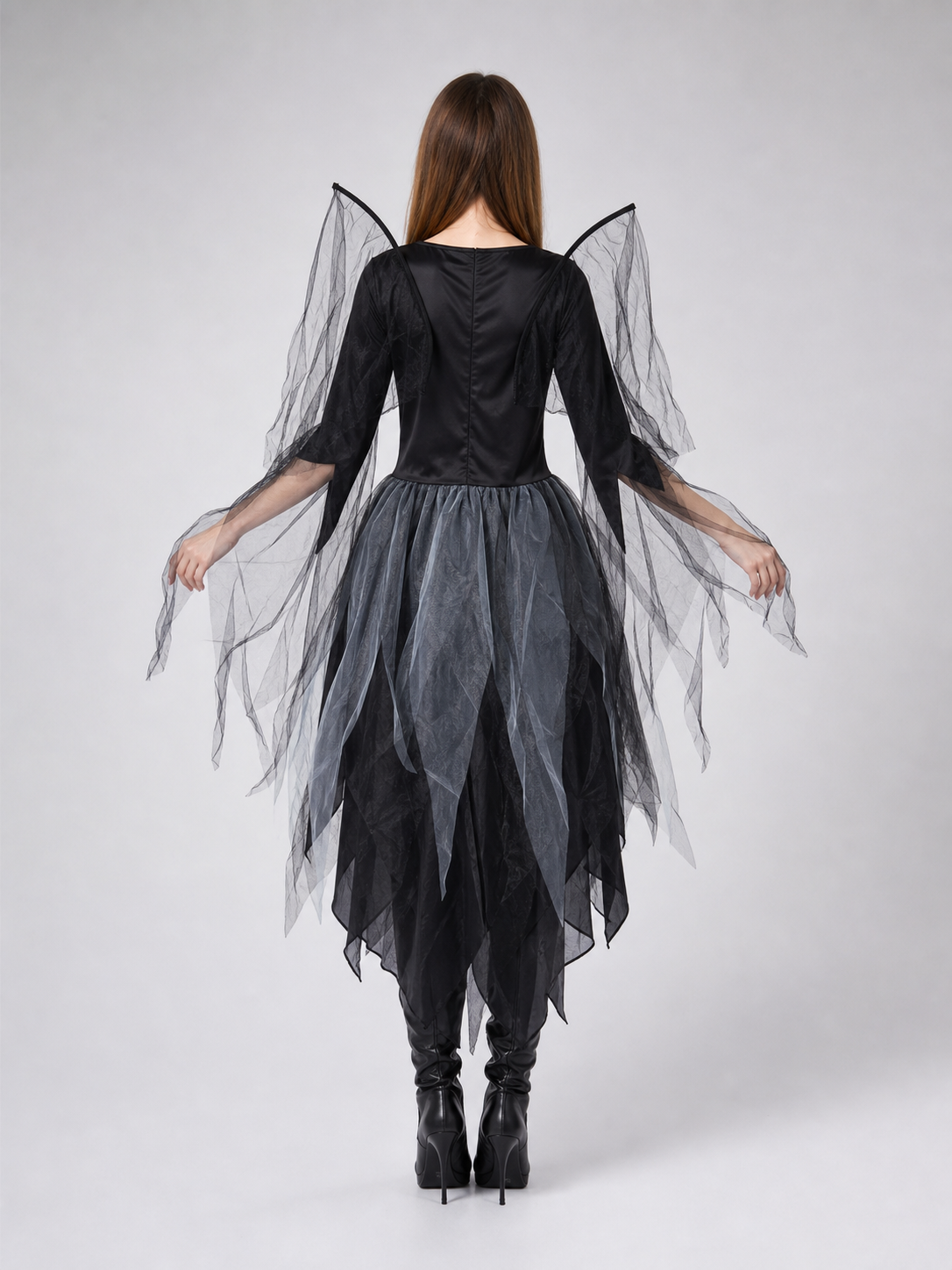 Skeleton costume dress with wings and headpiece