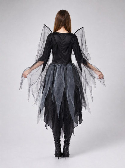Skeleton costume dress with wings and headpiece