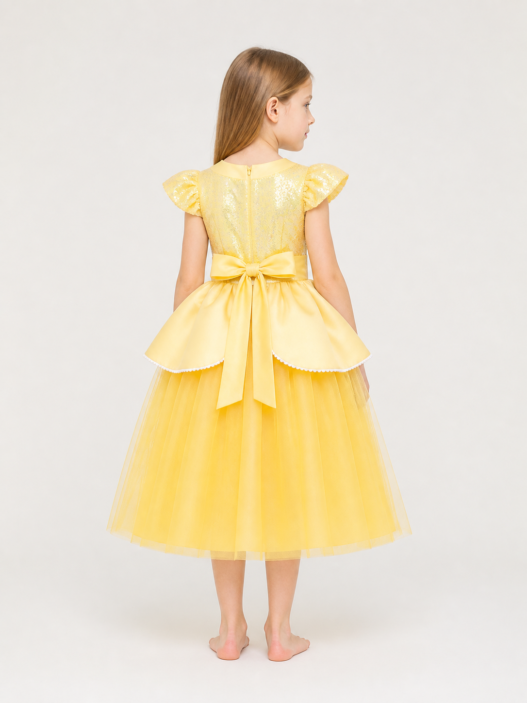 Yellow Princess Carnival Dress for Cosplay and Parties back view