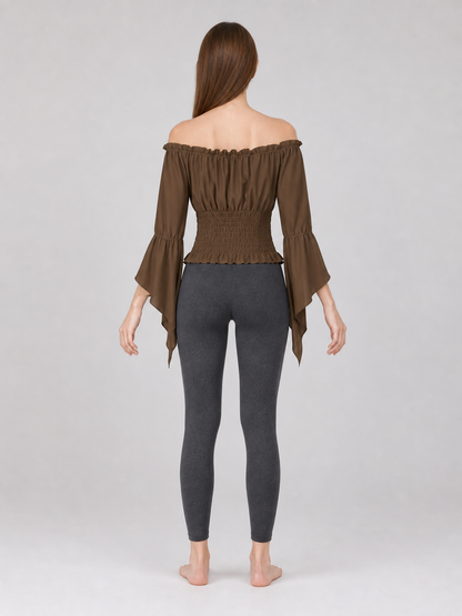 Cropped Ruffled Blouse with Front Tie