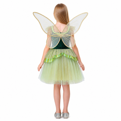 Green Winged Dress with Floral Décor back view