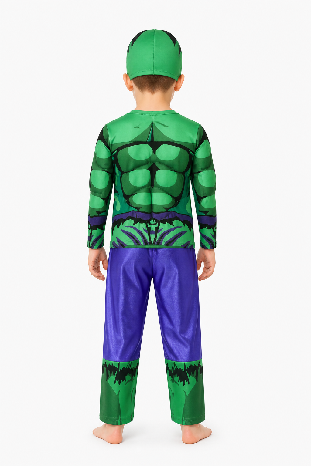 Hulk Costume with Mask and Sculpted Muscles back view