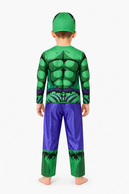Hulk Costume with Mask and Sculpted Muscles back view