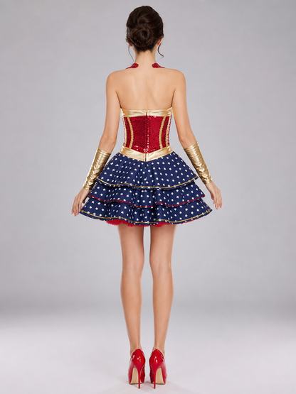 Star Superhero Dress with Red and Blue Tutu Skirt