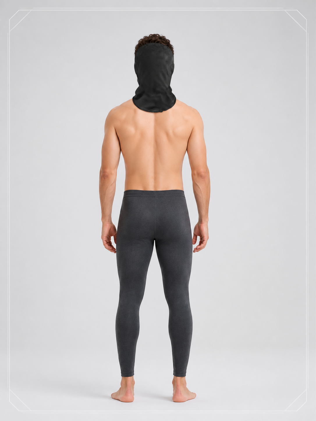 Black Halloween Mask with a Realistic Face back view
