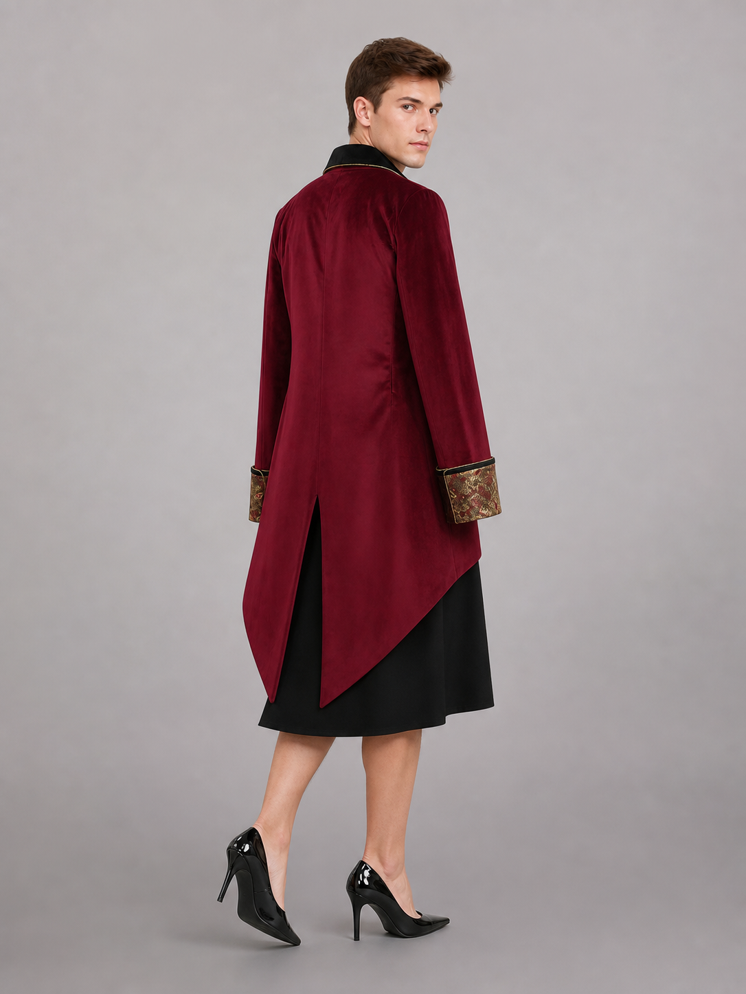 Burgundy Victorian-Style Costume Cloak