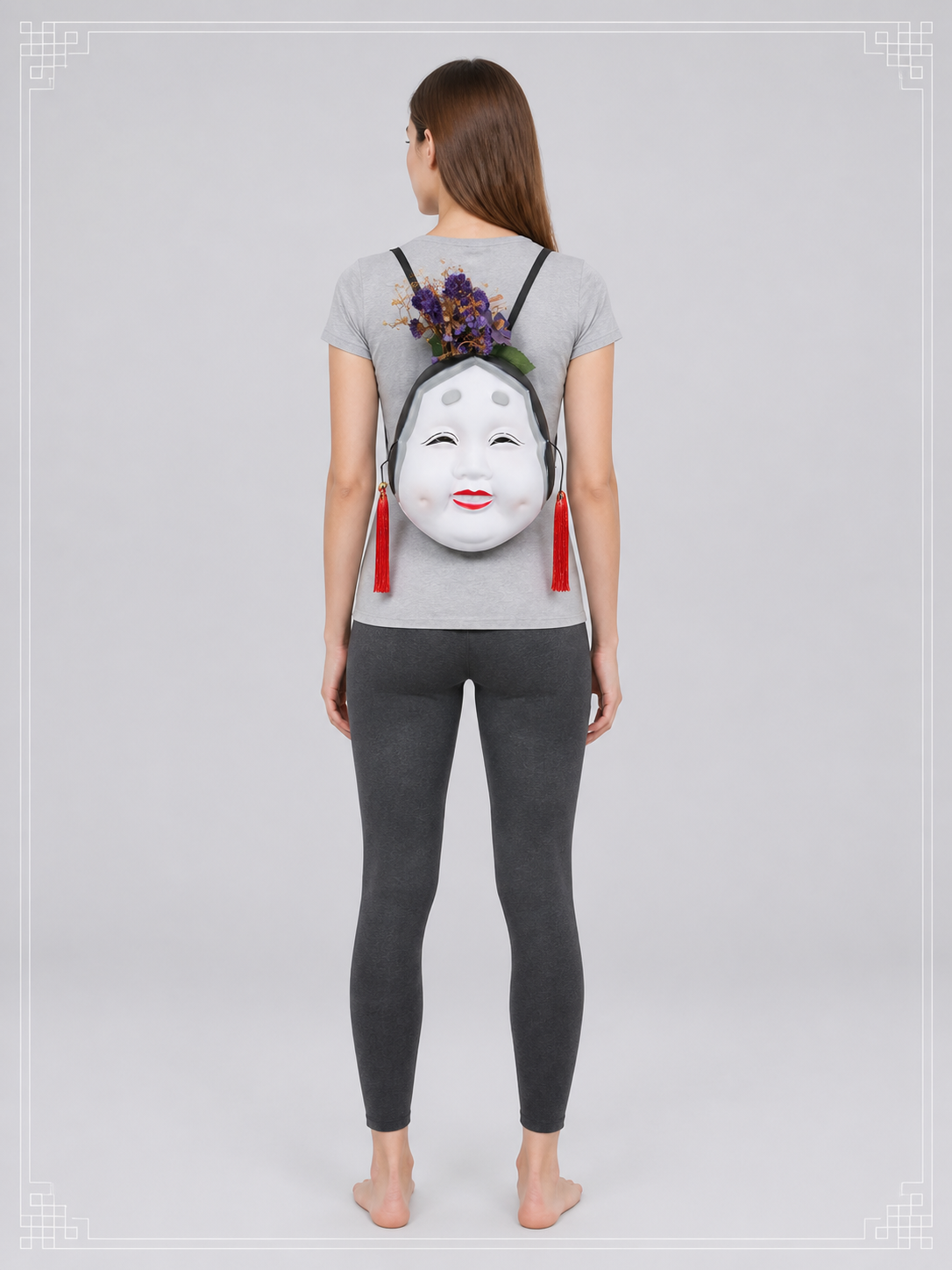 White Carnival Mask with Red Tassels for Halloween
