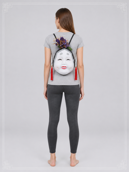 White Carnival Mask with Red Tassels for Halloween