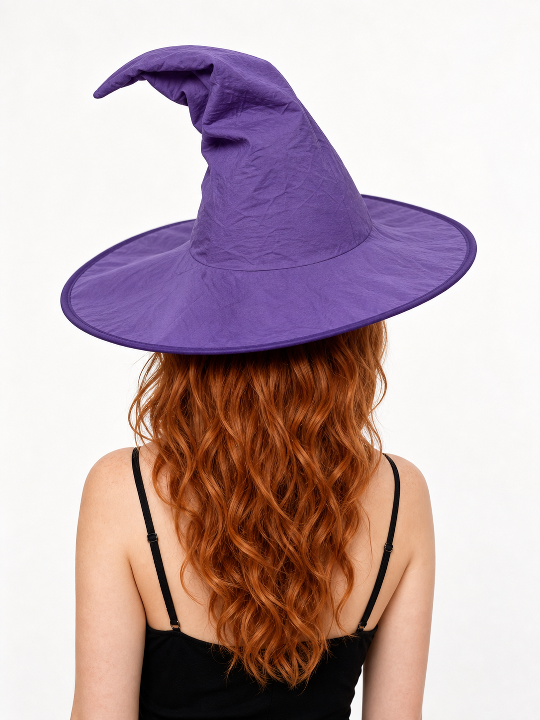 Purple bent-top wide-brim witch hat product view 21