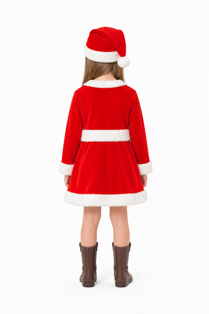 Children's Santa Claus Costume with White Trim back view