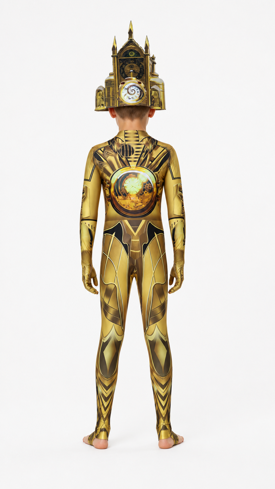 Black-and-Gold TV Man Jumpsuit from Skibidi Toilet back view