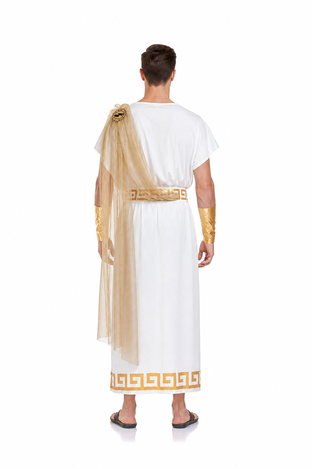 Greek Carnival Costume with Tunic, Skirt, and Cape back view
