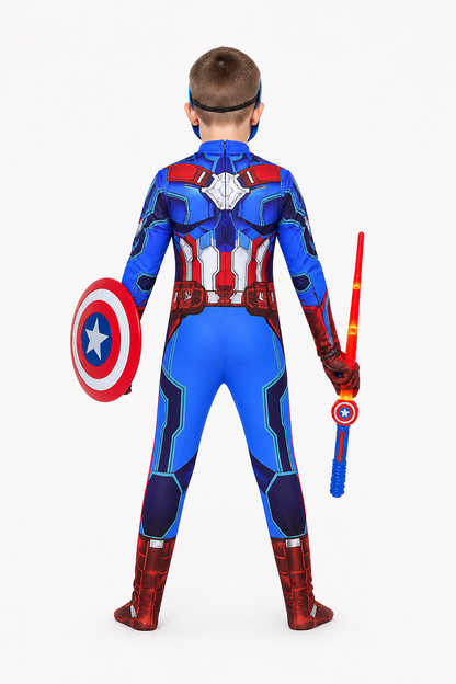 Children's Captain America Costume with Mask back view