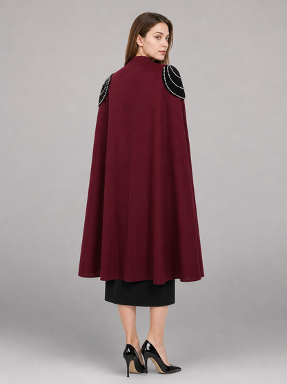 Long burgundy hooded carnival cloak