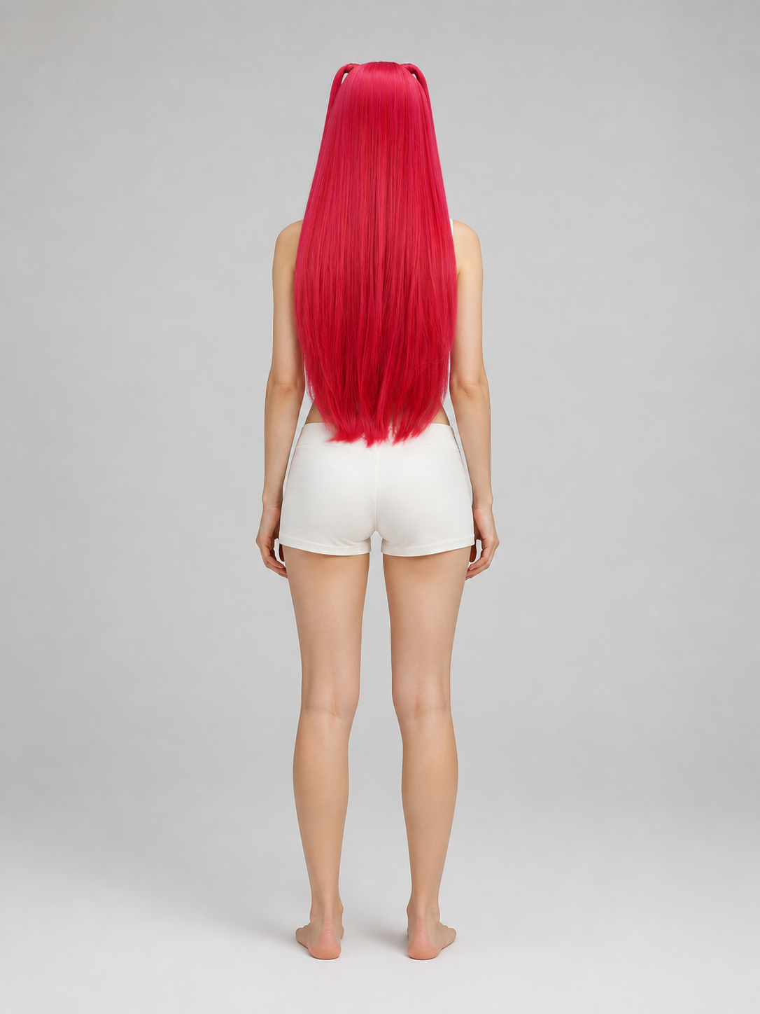 Pink-and-Red Curly Carnival Wig for Cosplay back view