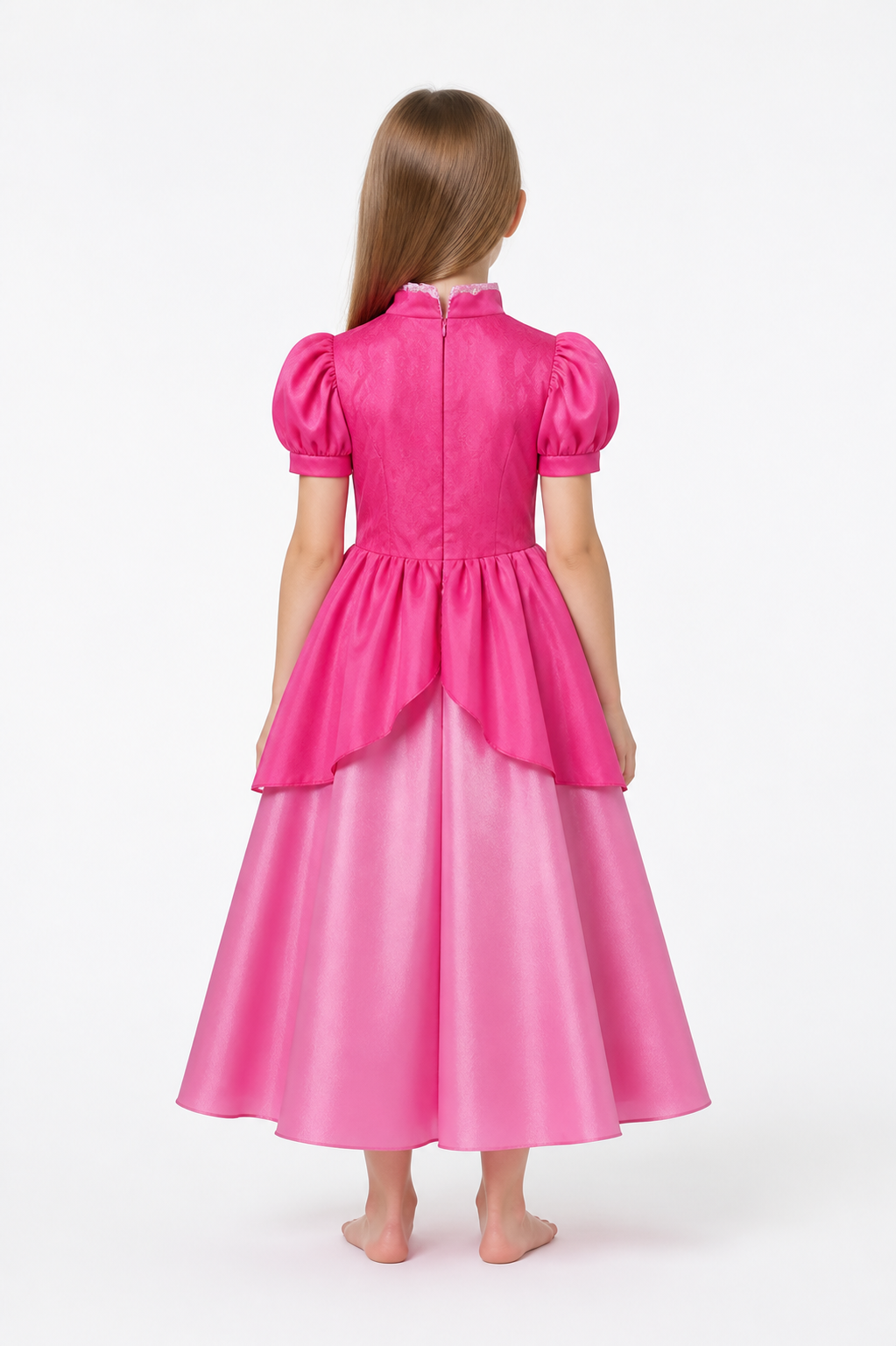 Pink Carnival Dress with Puffy Sleeves back view