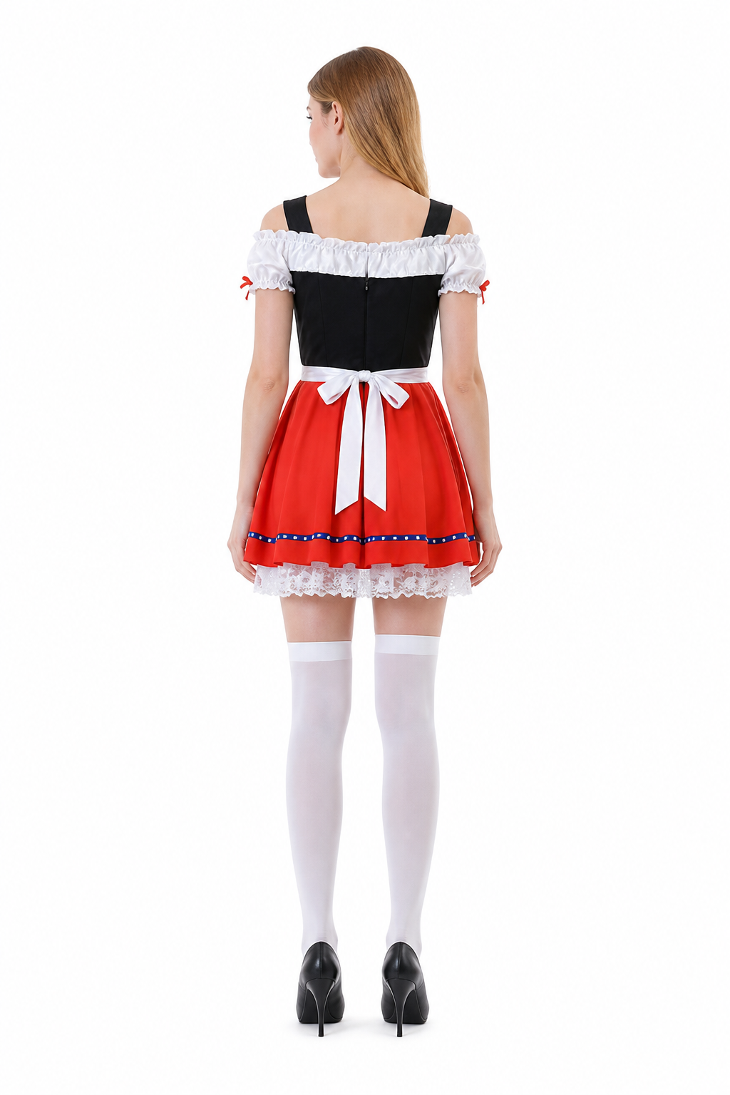Bavarian-Style Dress with Apron Front Detail back view