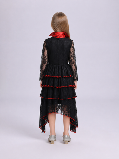 Halloween Dress with a Layered Asymmetrical Skirt back view