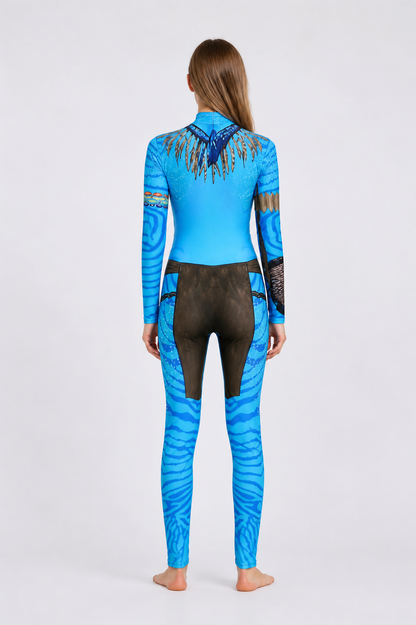 Avatar Jumpsuit Costume with High Collar back view