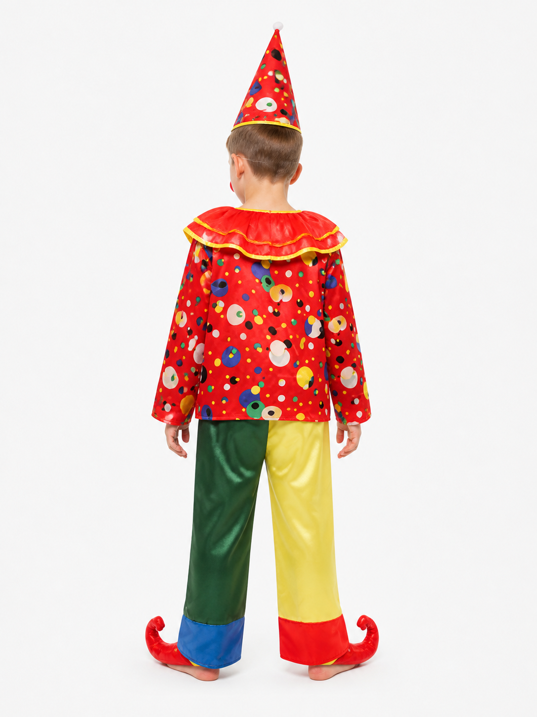 Carnival Clown Costume with Hat and Jabot back view