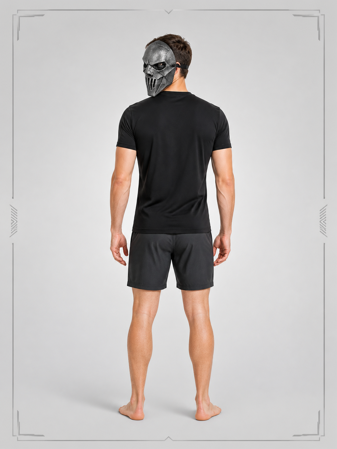 Gray and Black Skull Carnival Mask for Halloween back view