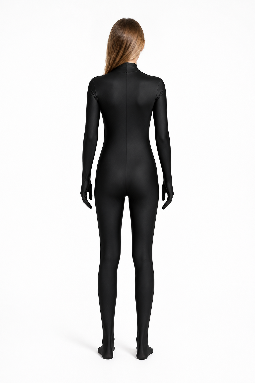 Hooded Jumpsuit with an Oval Face Opening back view